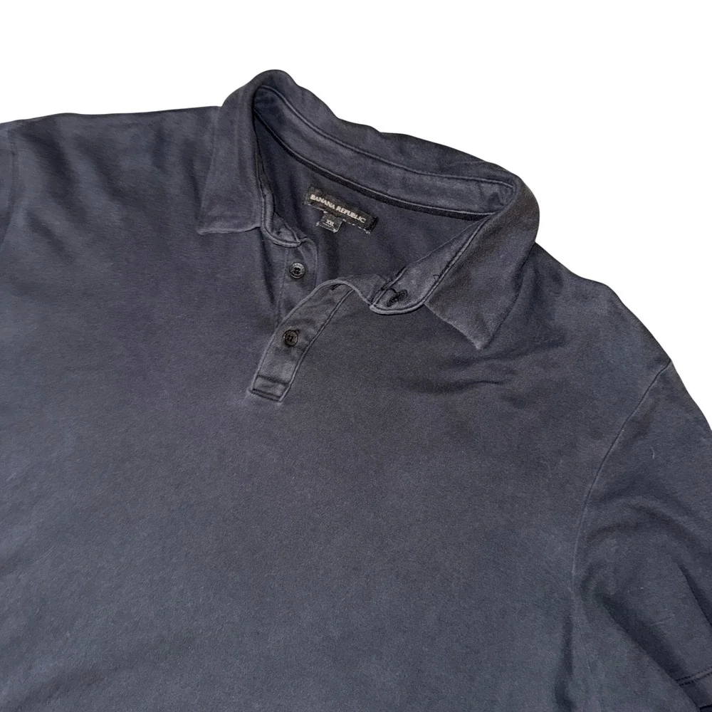 Banana Republic Mens XXL black Short Sleeve Polo Shirt Embroidered BR Logo